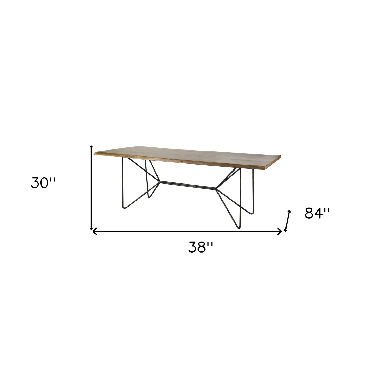 Natural Tapered Live Edge Top With Iron Base Dining Table