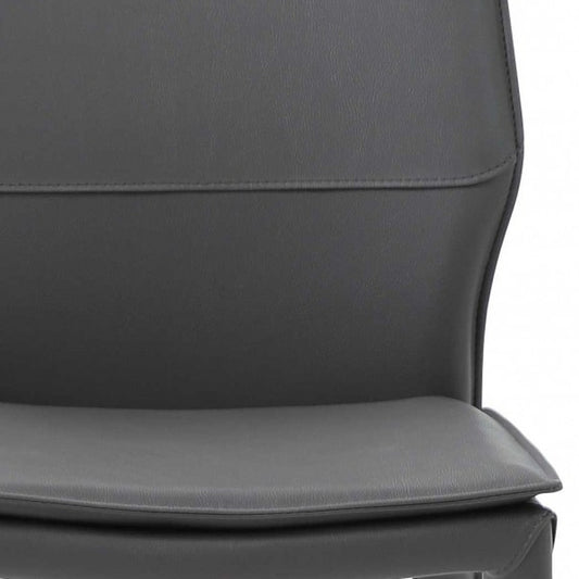 Set Of 2 Dark Faux Leather Metal Dining Chairs