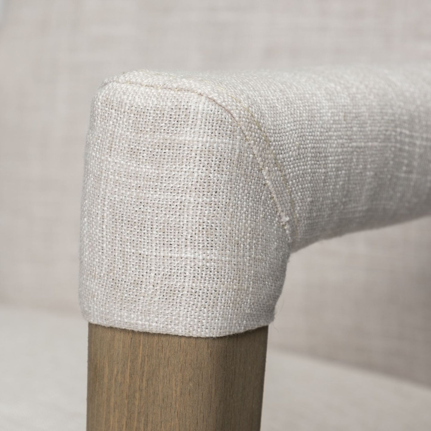 Cream Fabric Wrap With Brown Wood Frame Dining Chair