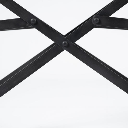 Tan Leather With Black Iron Frame Dining Chair