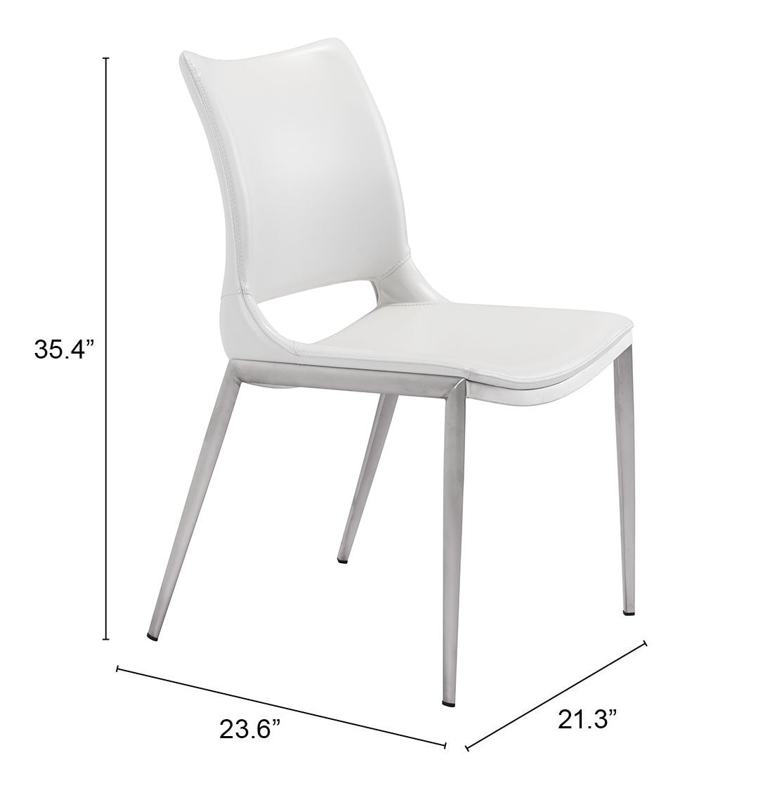 Cradle White Faux Leather Side or Dining Chairs Set of 2