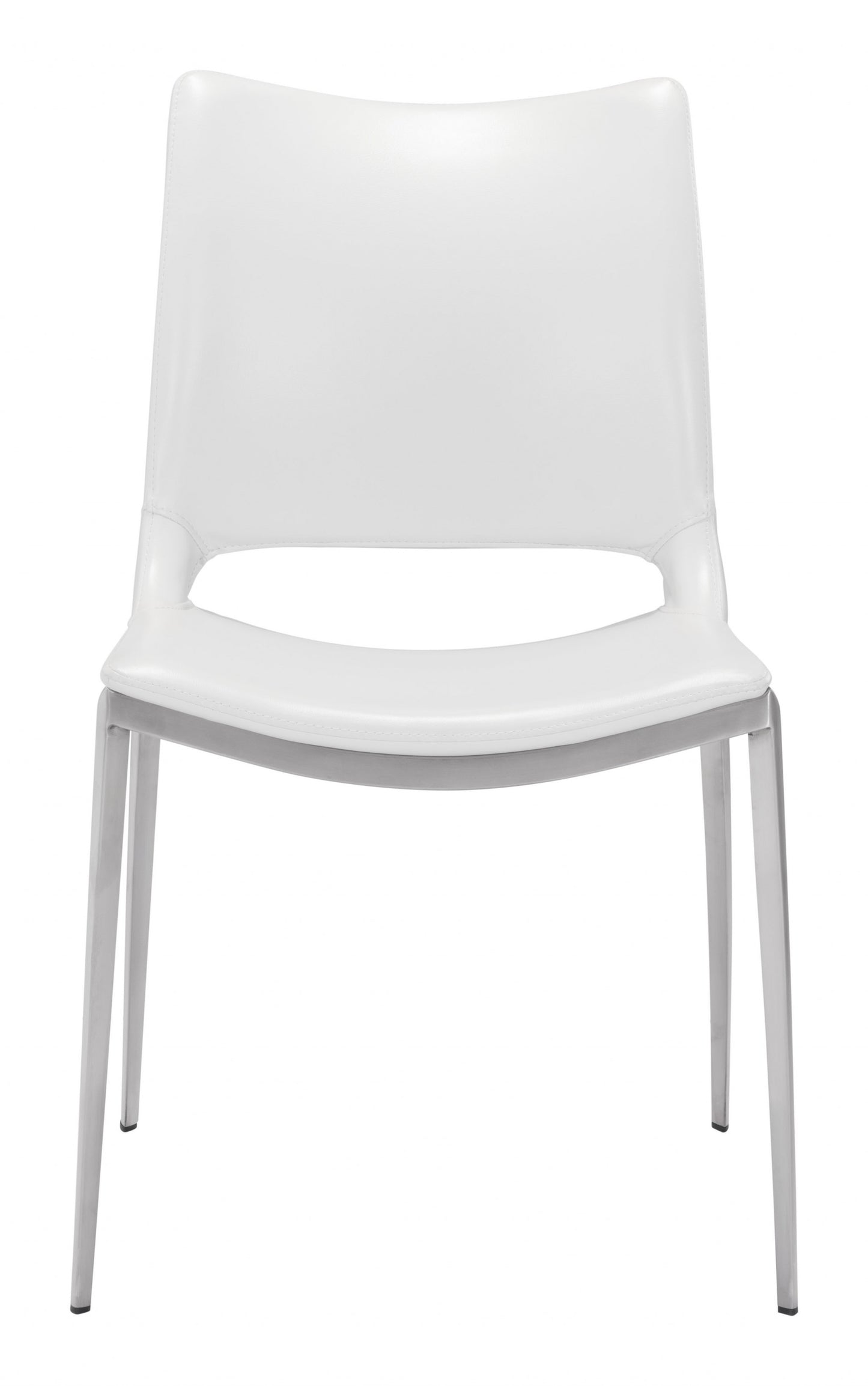 Cradle White Faux Leather Side or Dining Chairs Set of 2