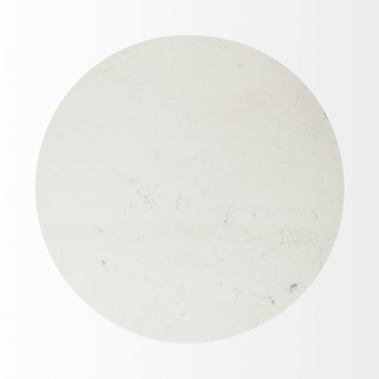 White Marble Mod Pedestal Dining Table