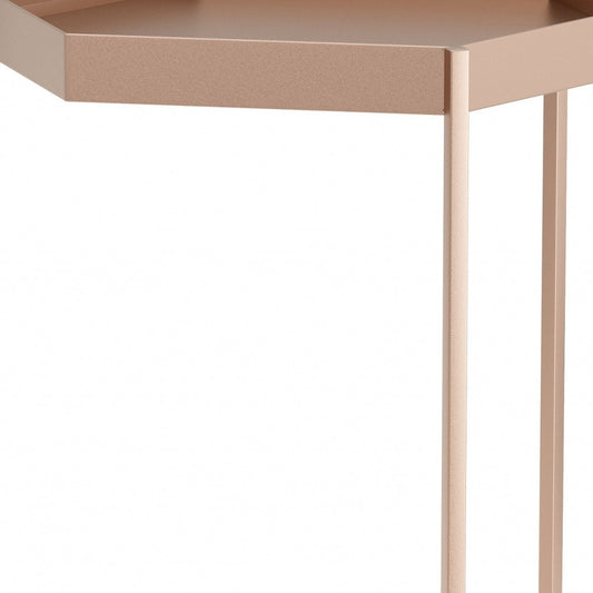 Gold Steel Hexagon Rolling Bar Cart