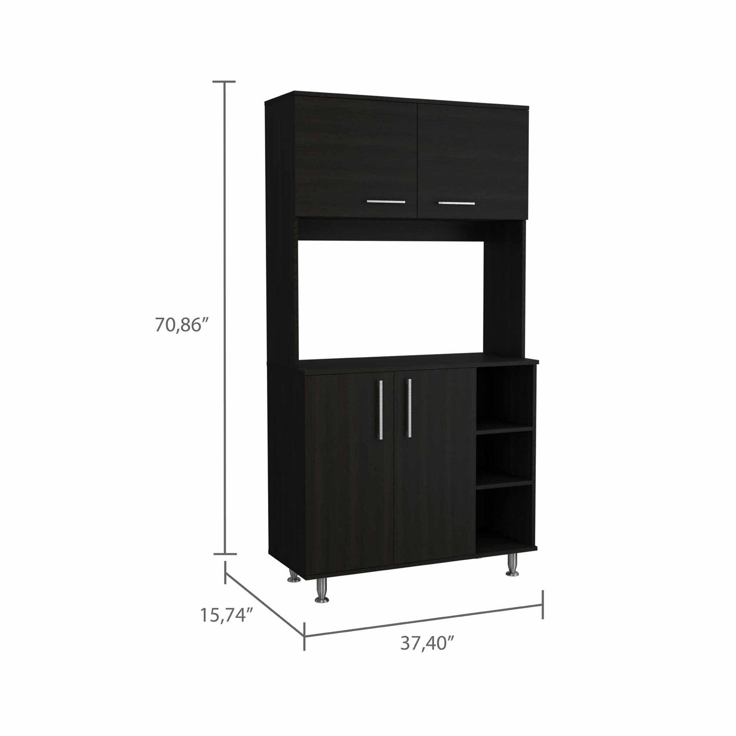 Modern Black Kitchen Cabinet with Two Storage Shelves