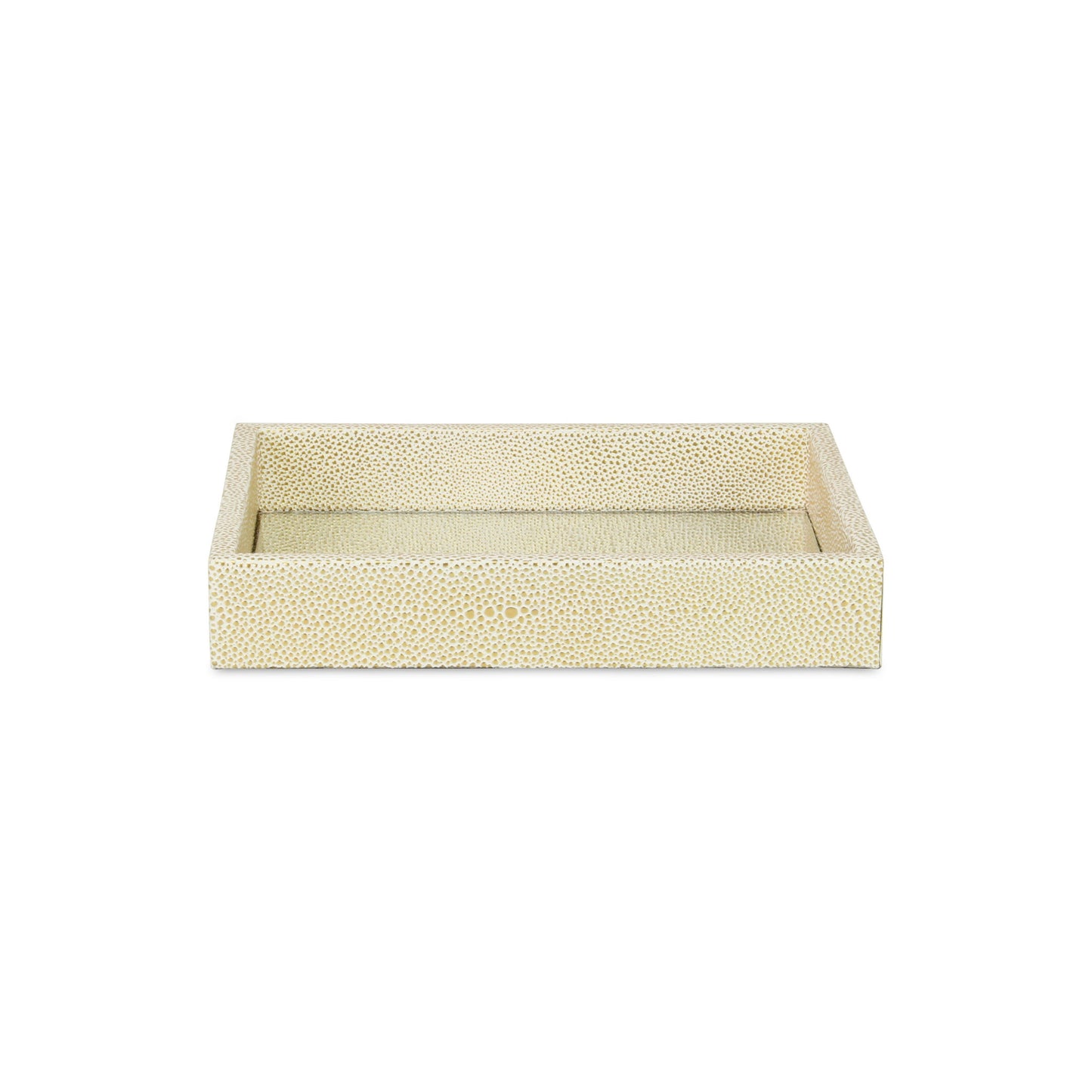 10" White And Gold Rectangular Mirrored Tray