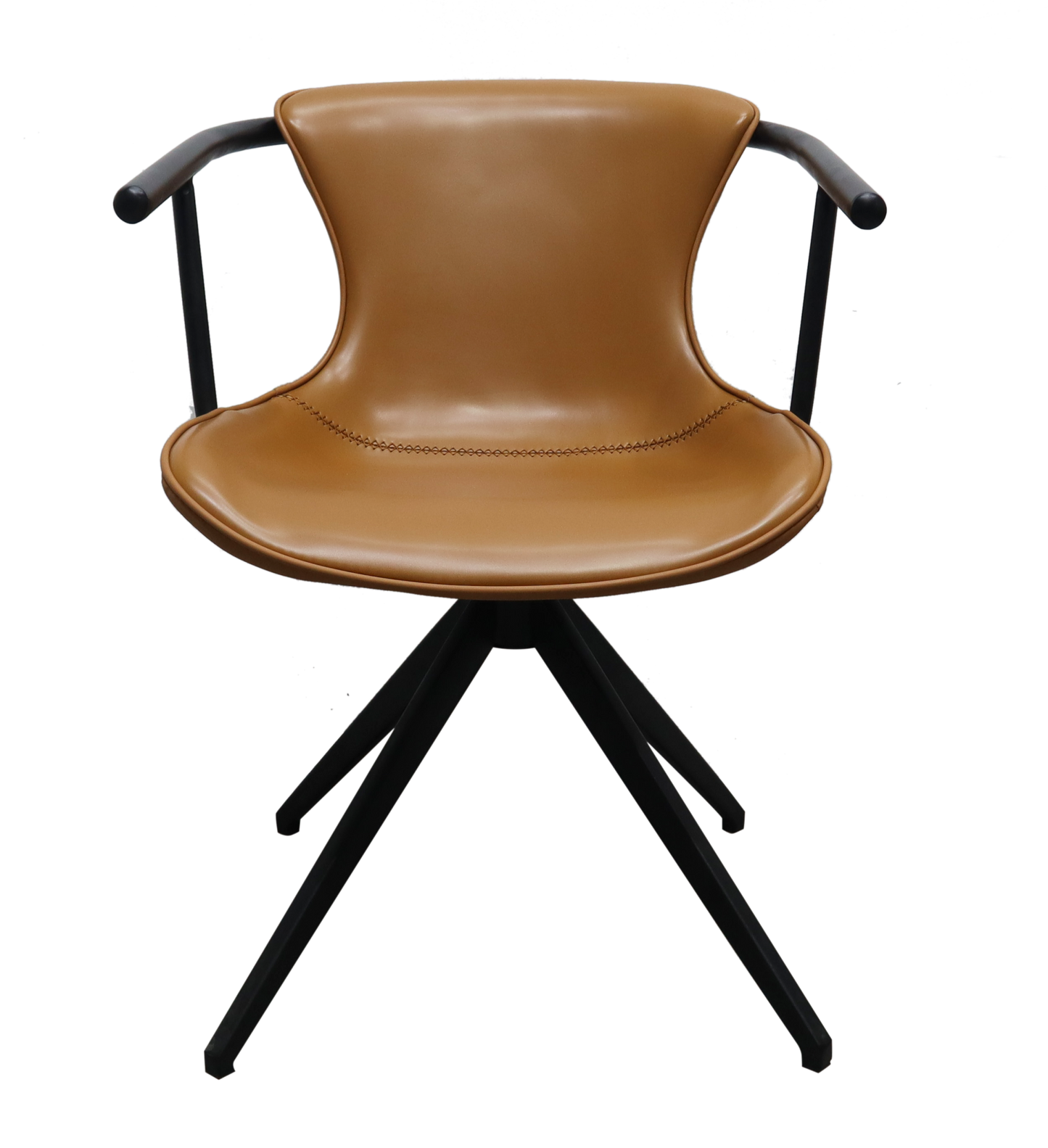 Camel Faux Leather Industrial Dining Chair