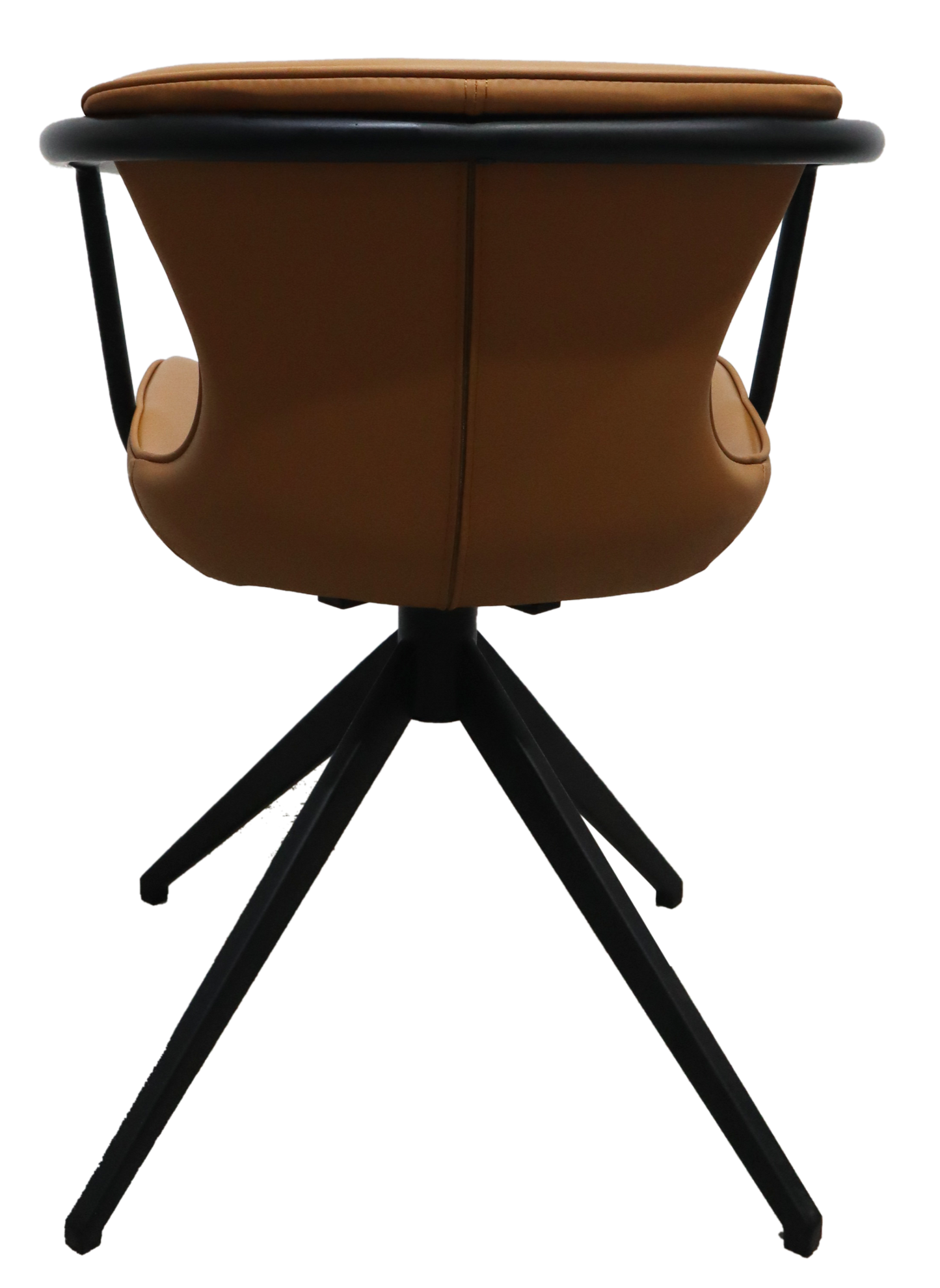 Camel Faux Leather Industrial Dining Chair