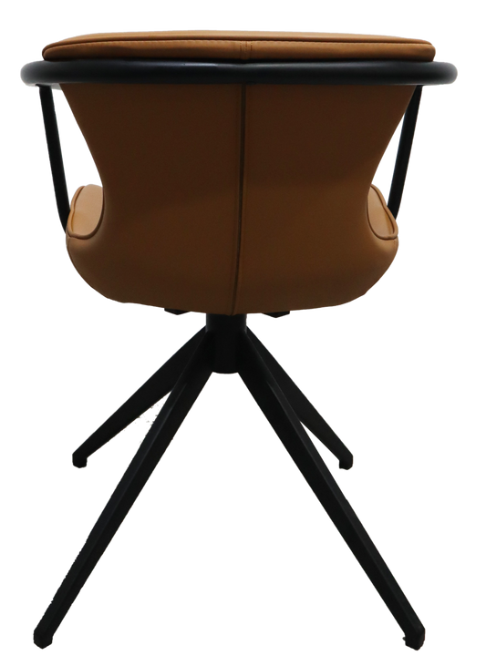 Camel Faux Leather Industrial Dining Chair