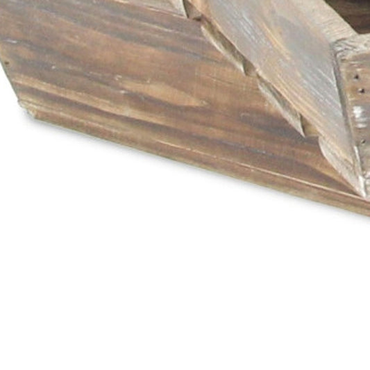 Set Of 5 Rustic Natural Brown Wood Handmade Trays With Handles
