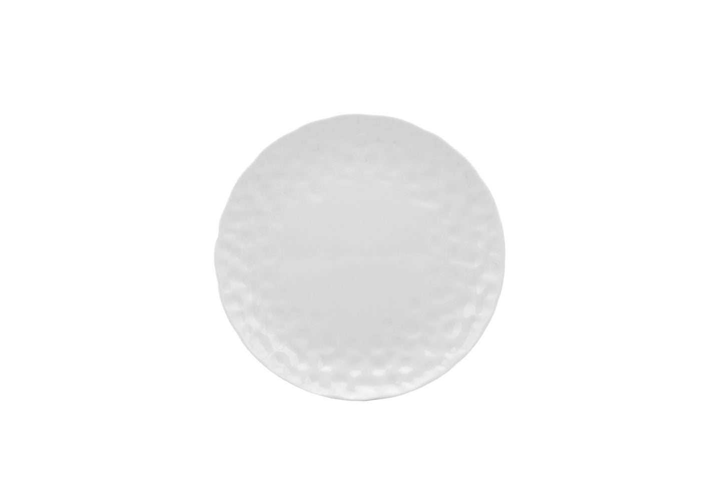 White Six Piece Round Pebbled Porcelain Service For Six Salad Plate Set