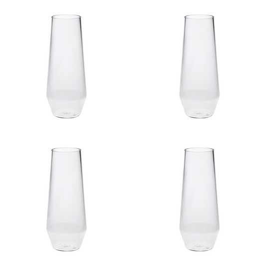 Set of Four Clear Tritan Plastic Stemmed All Purpose Wine Glass