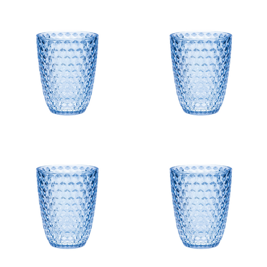 Set of Four Blue Diamond Acrylic Stemless Whiskey Glass