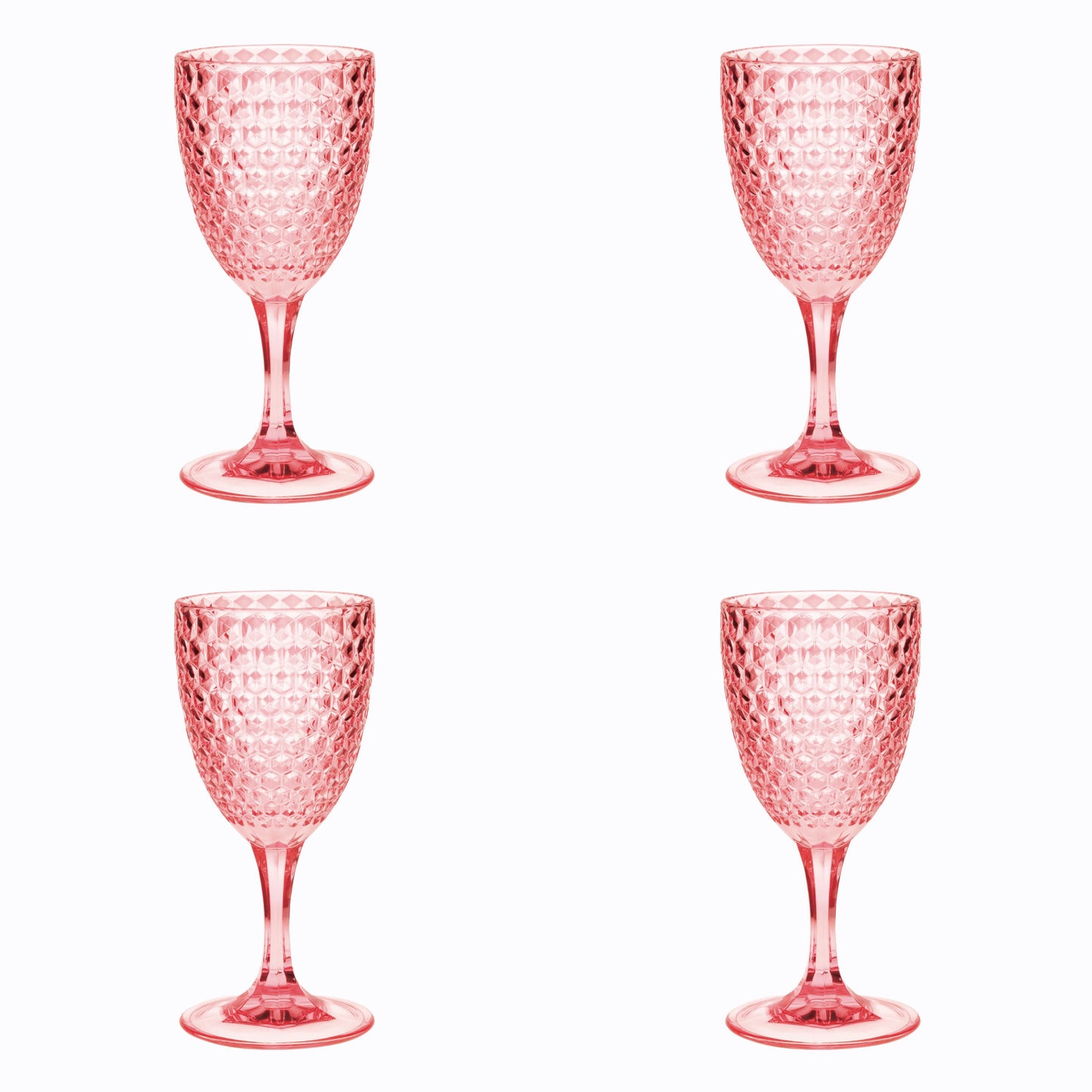 Set of Four Pink Diamond Acrylic Stemmed All Purpose Wine Glass