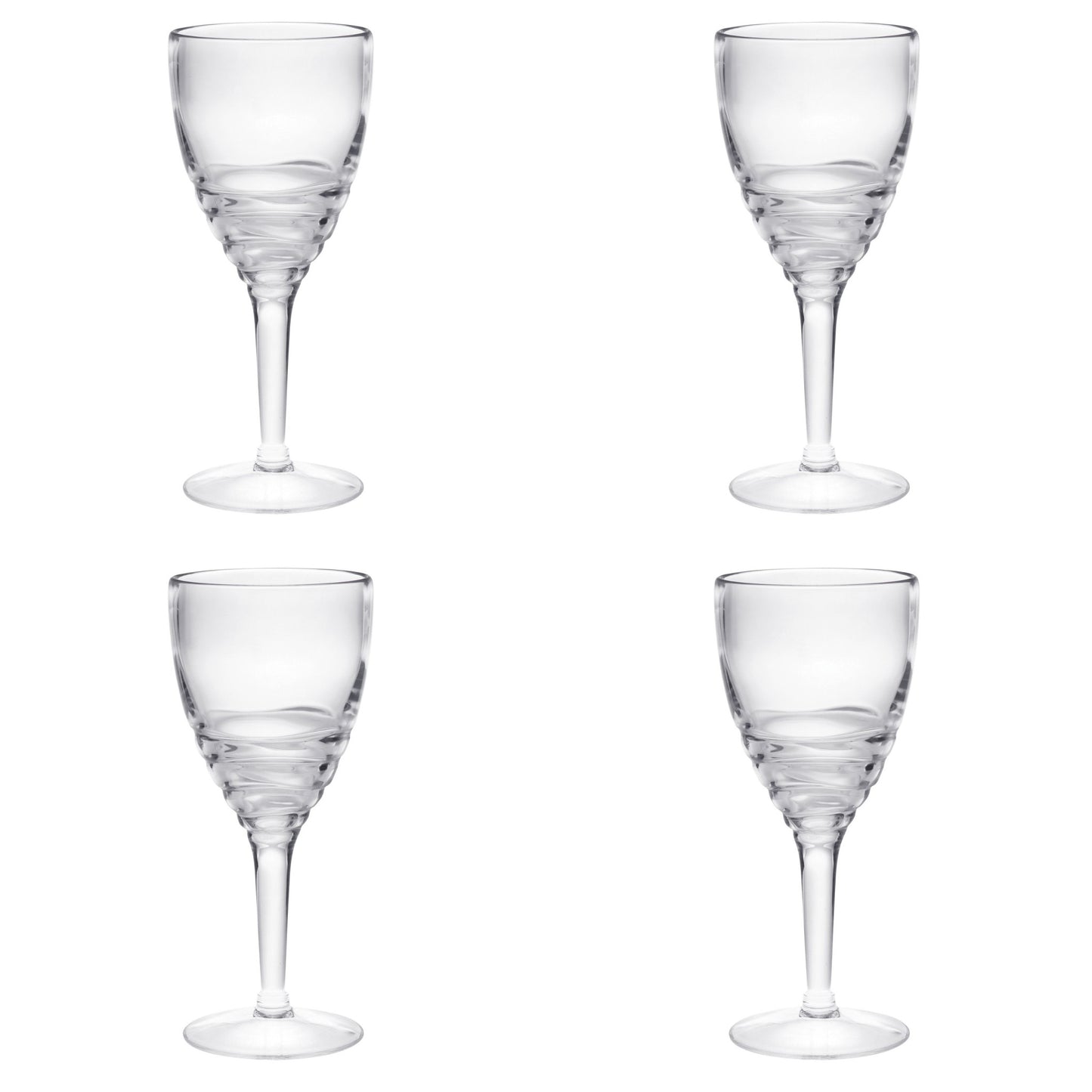 Set of Four Clear Swirl Acrylic Stemmed All Purpose Wine Glass