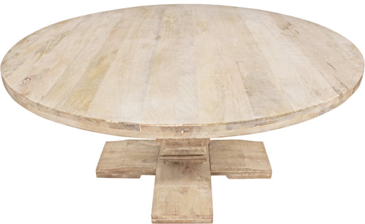 70" Light Brown Rounded Solid Wood Dining Table