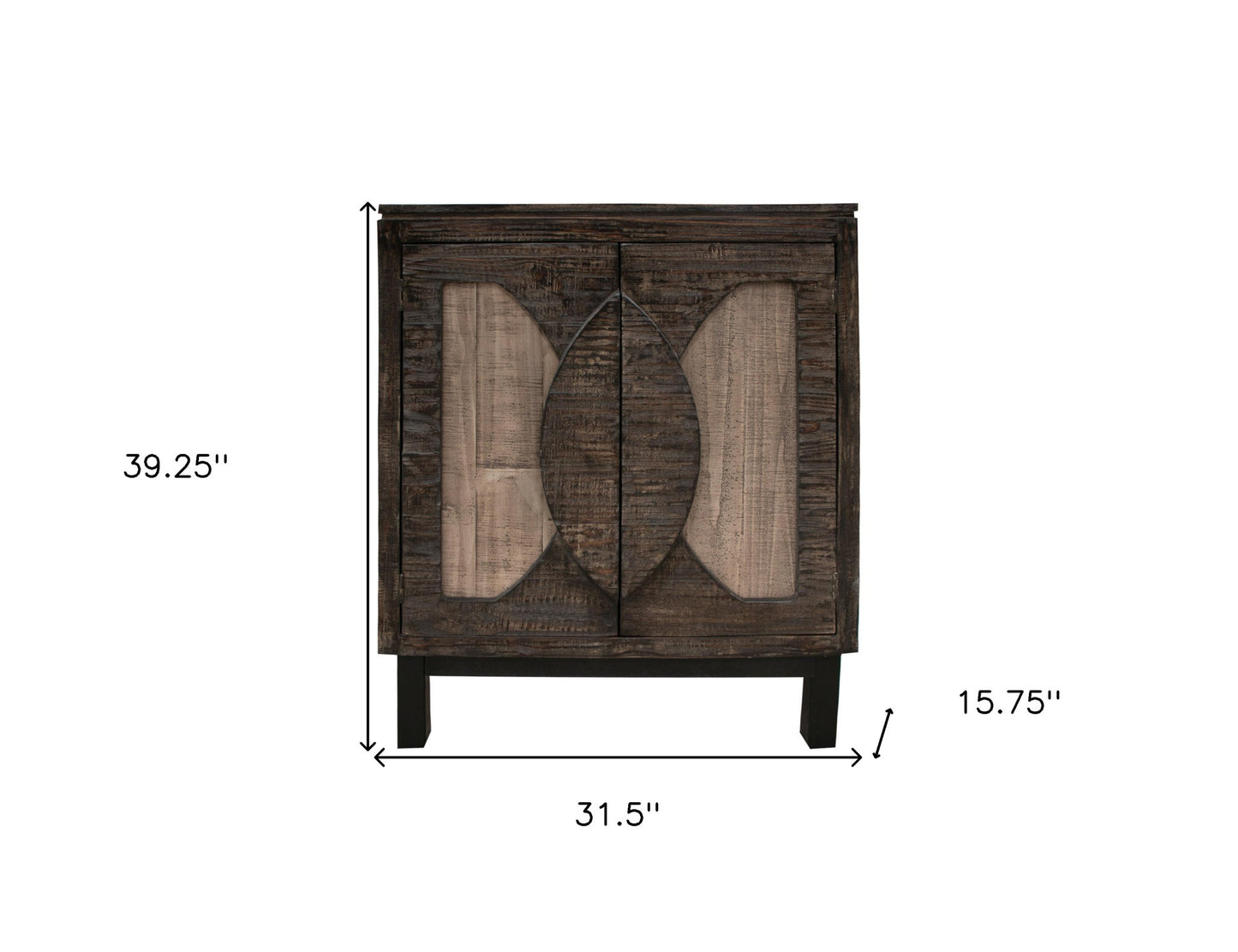32" Brown Solid and Manufactured Wood Distressed Buffet Table