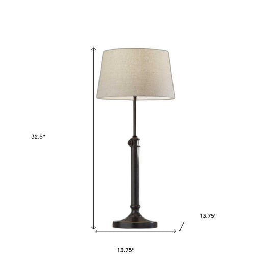 Set Of 2 Black Metal Adjustable Height Table Lamp