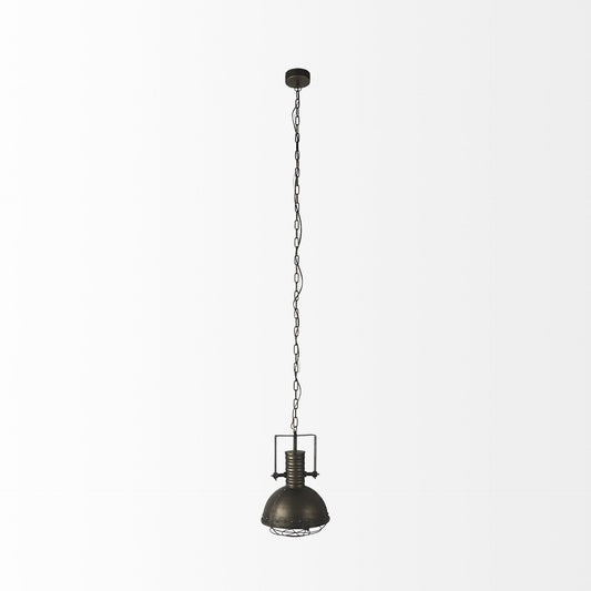 Industrial Caged Black Metal Hanging Light