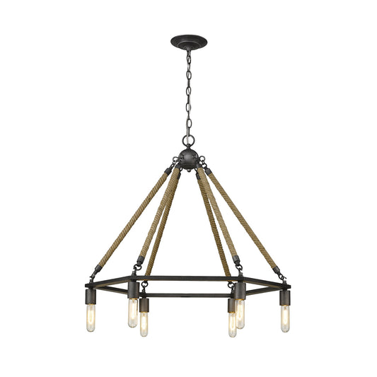 Holden 6-Light Antique Gray Wagon Wheel Chandelier