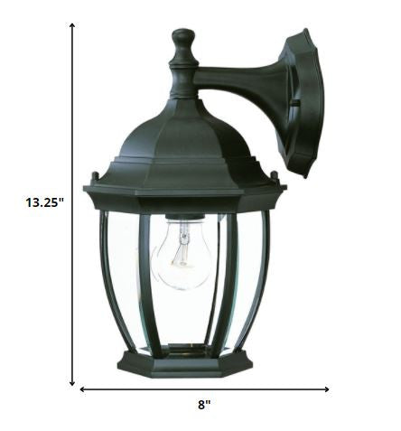 Matte Black Wide Hanging Lantern Wall Light