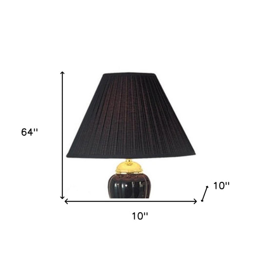 Set Of Three 64" Gold Ceramic Bedside Floor and Table Lamp Set With Black Empire Shade