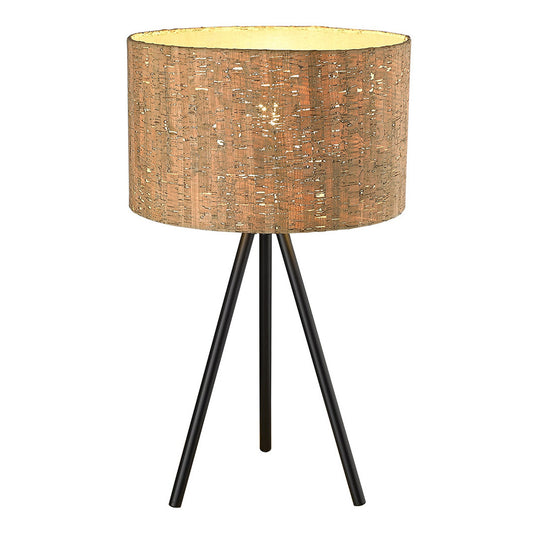 21.8" Matte Black Cork Shade Table Lamp