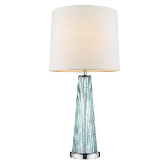 29" Silver Metal Table Lamp With White Empire Shade