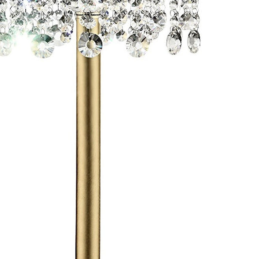 Primo Gold Finish Table Lamp with Crystal Accents and White Shade