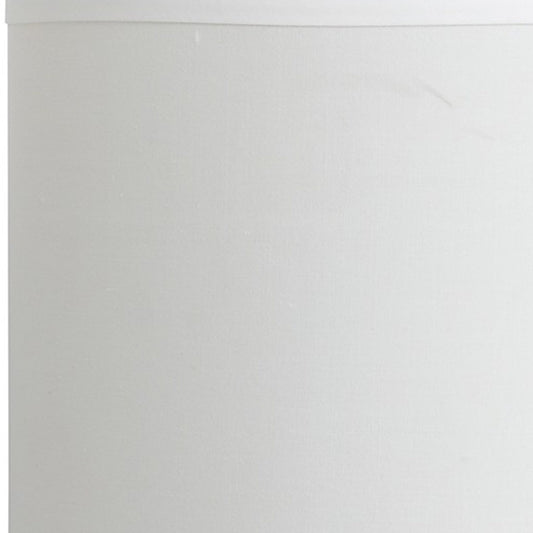 19" Silver Bedside Table Lamp With White Drum Shade