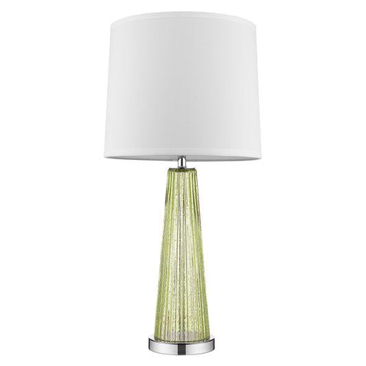 29" Silver Metal Table Lamp With White Empire Shade