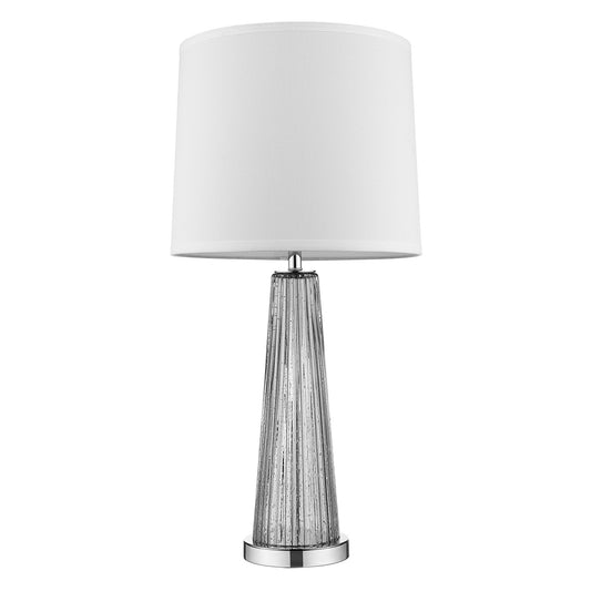 29" Silver Metal Table Lamp With White Empire Shade