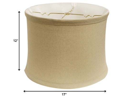 17" Rosewood Drum Trimmed Linen Lampshade