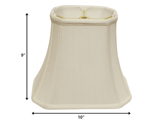 10" White Slanted Rectange Bell Monay Shantung Lampshade