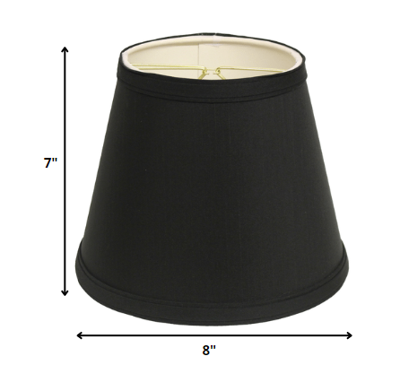 8" Black with White Empire Hardback Slanted Shantung Lampshade