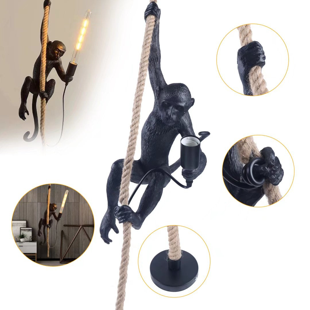 Hanging Monkey on a Rope Pendant Lamp