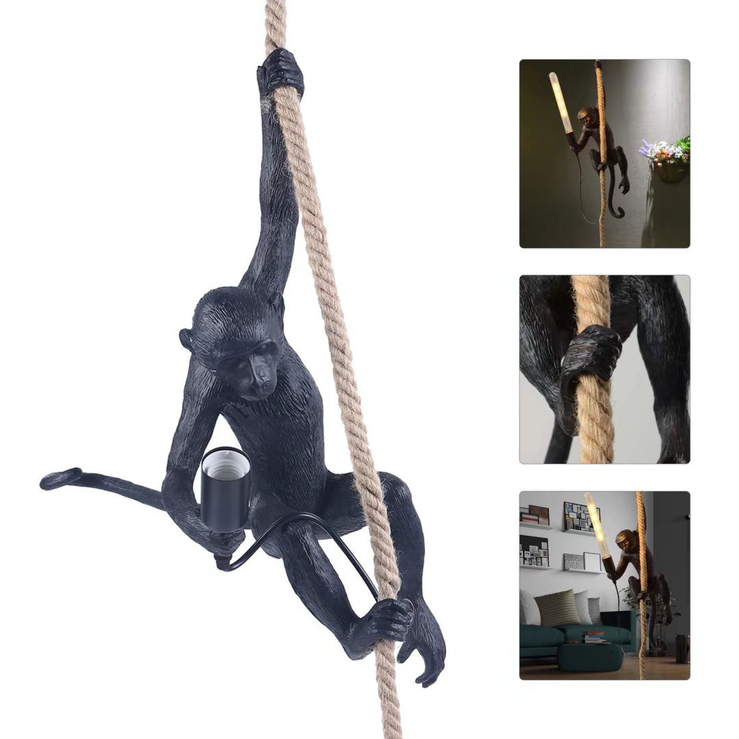 Hanging Monkey on a Rope Pendant Lamp