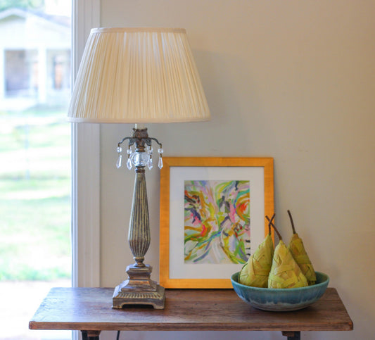 11" Pale Grey Slanted Paperback Pleated Tafetta Lampshade