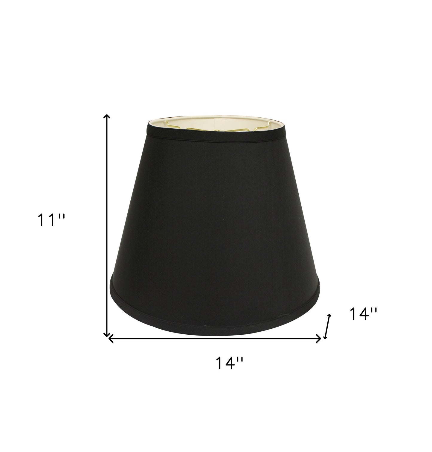 14" Black with White Empire Deep Slanted Shantung Lampshade