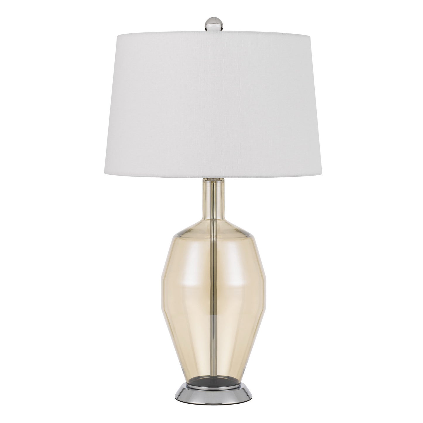 29" Orange Metal Table Lamp With White Drum Shade