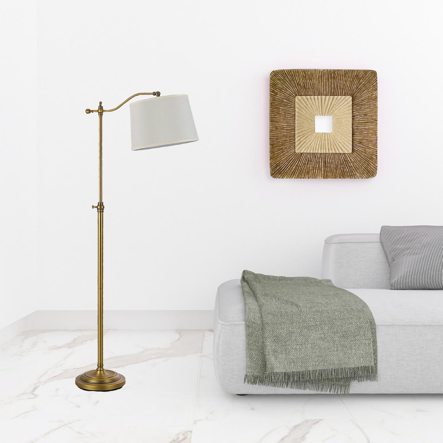 63" Bronze Adjustable Traditional Shaped Floor Lamp With White Square Shade