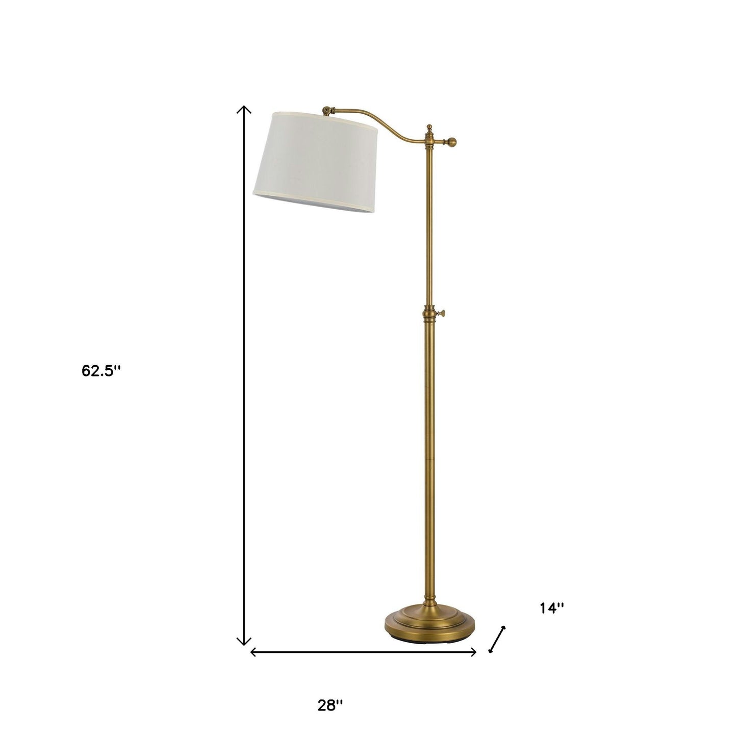 63" Bronze Adjustable Traditional Shaped Floor Lamp With White Square Shade
