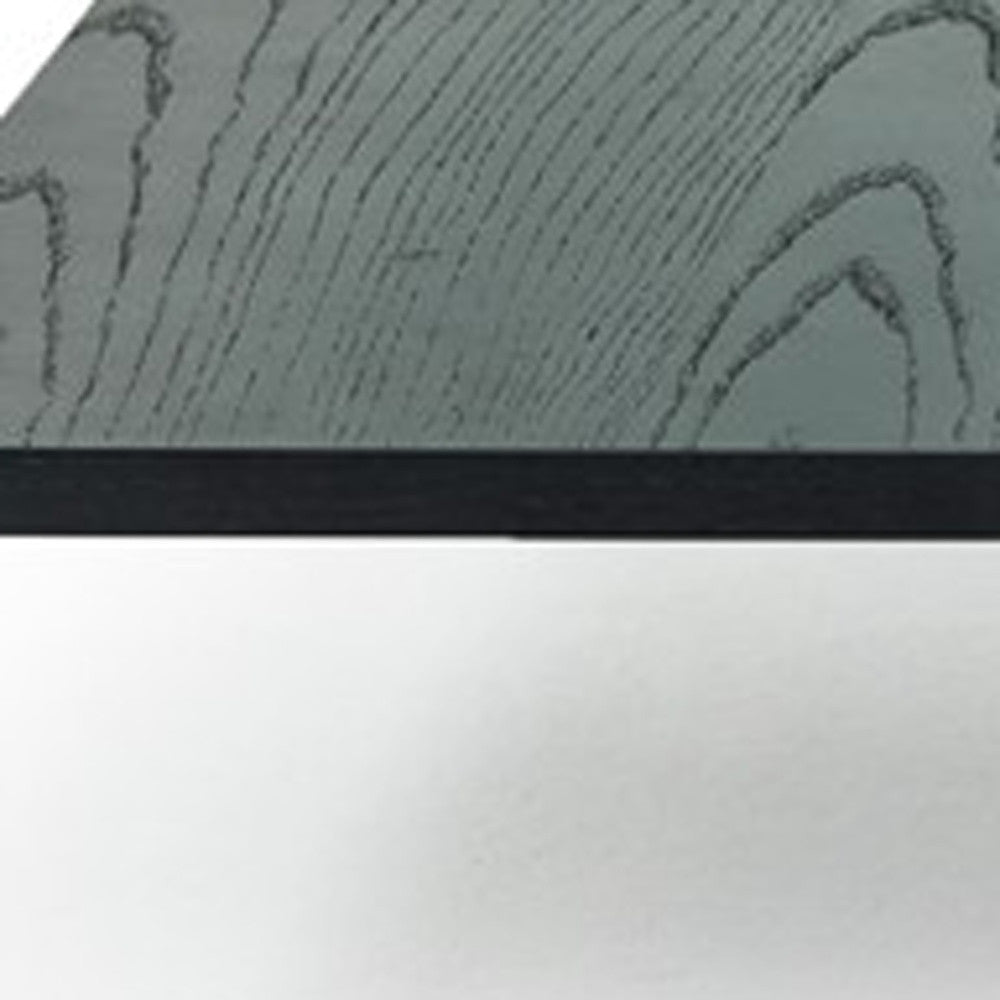 14" Oak Mdf Glass And Veneer Coffee Table
