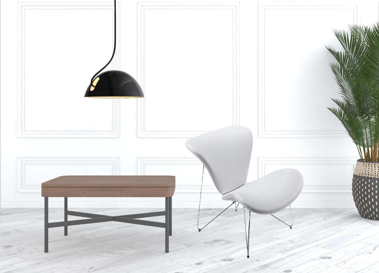 28" White And Silver Polyester Butterfly Chair