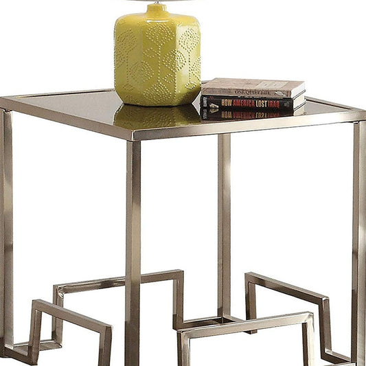 24" X 24" X 24" Champagne And Clear Glass End Table