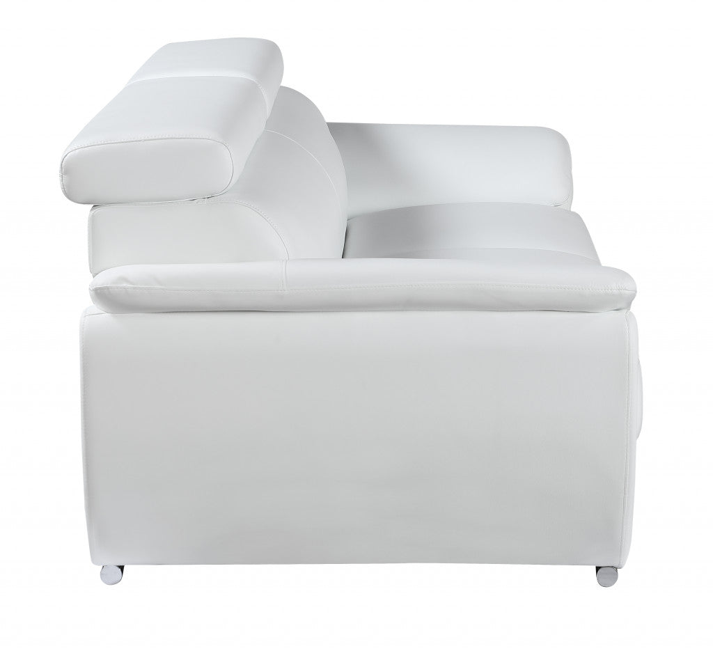 69" White And Silver Faux Leather Love Seat