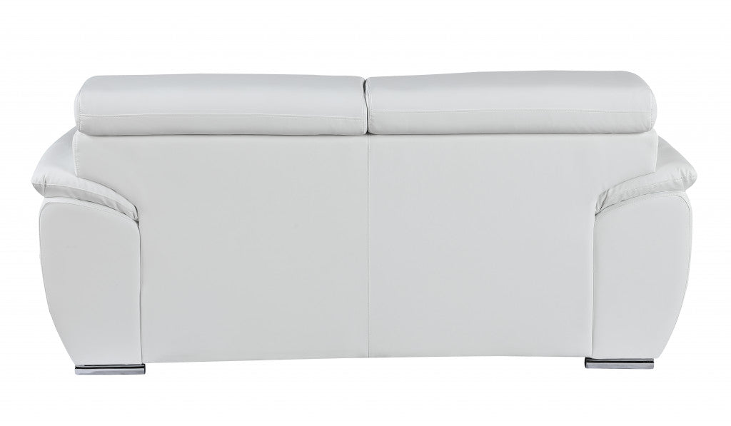69" White And Silver Faux Leather Love Seat
