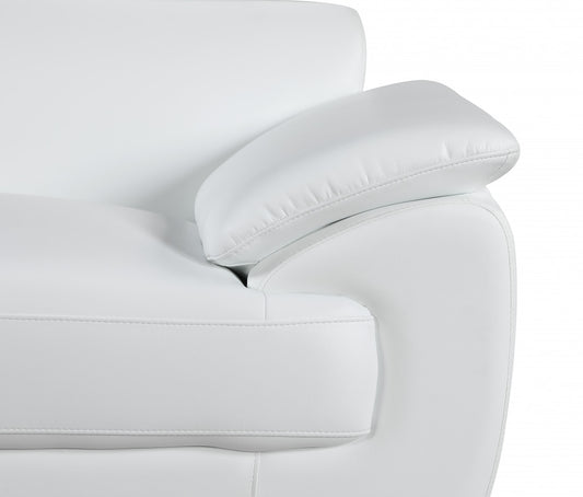 69" White And Silver Faux Leather Love Seat