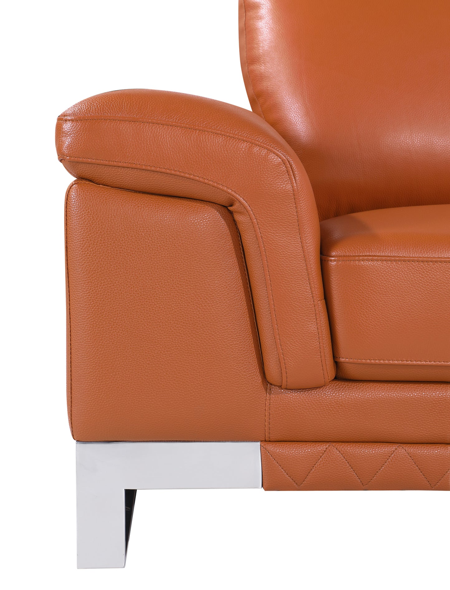 73" Camel And Silver Genuine Leather Love Seat