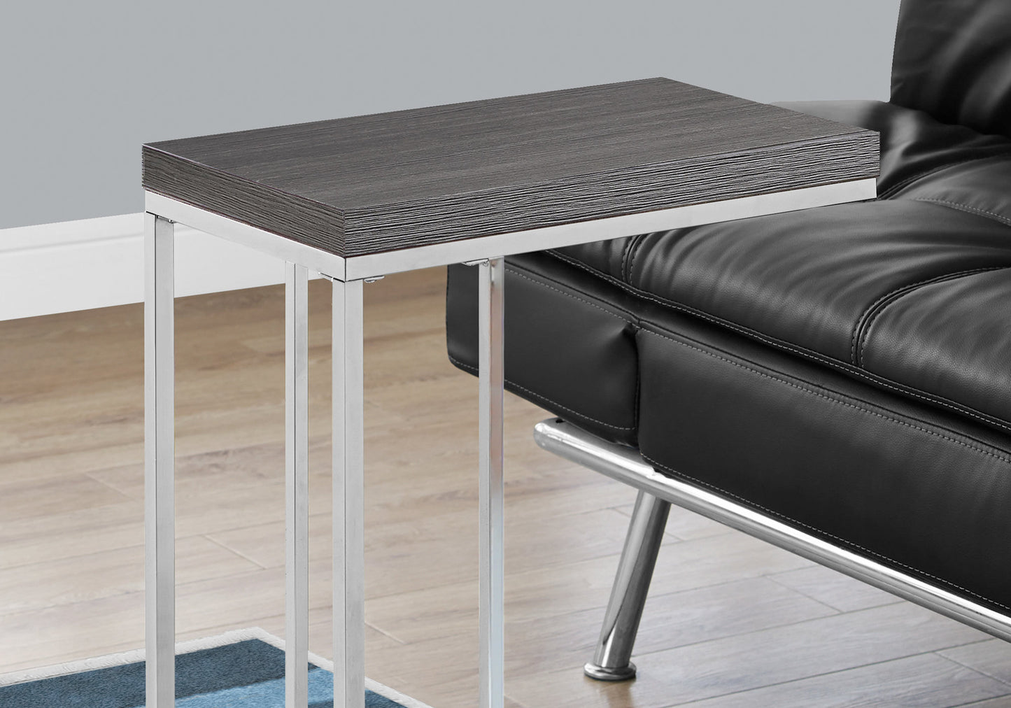 18.25" X 10.25" X 25.25" Grey Particle Board Metal Accent Table